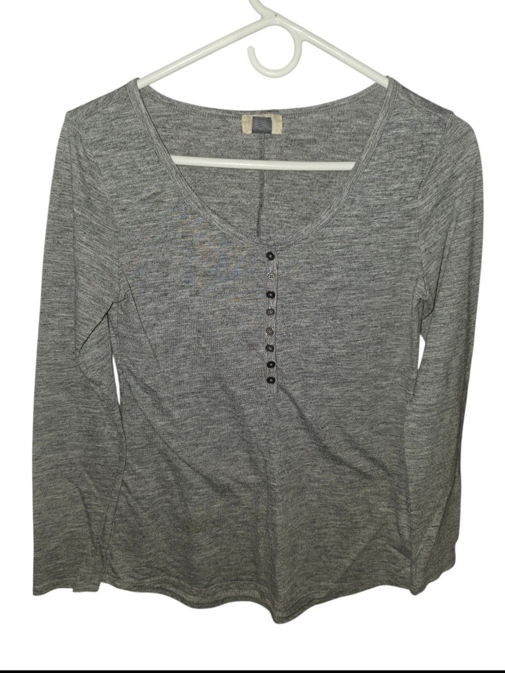 Old Navy Gray Long Sleeve Scoop Henley Top